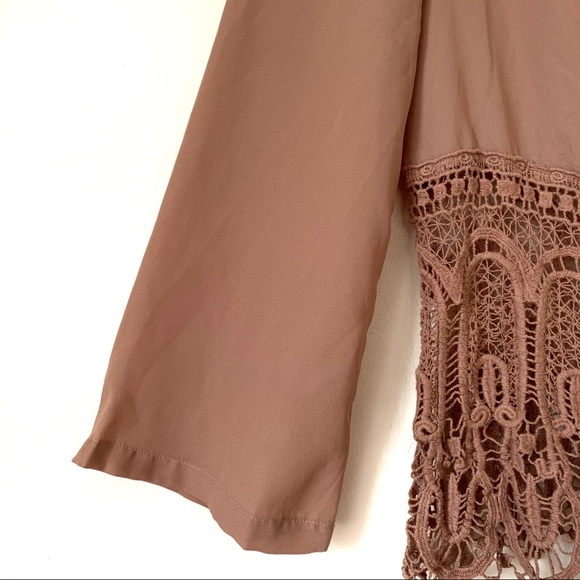 YA Los Angeles Boho Lace Crochet Bell Sleeves Top - Picture 4 of 7